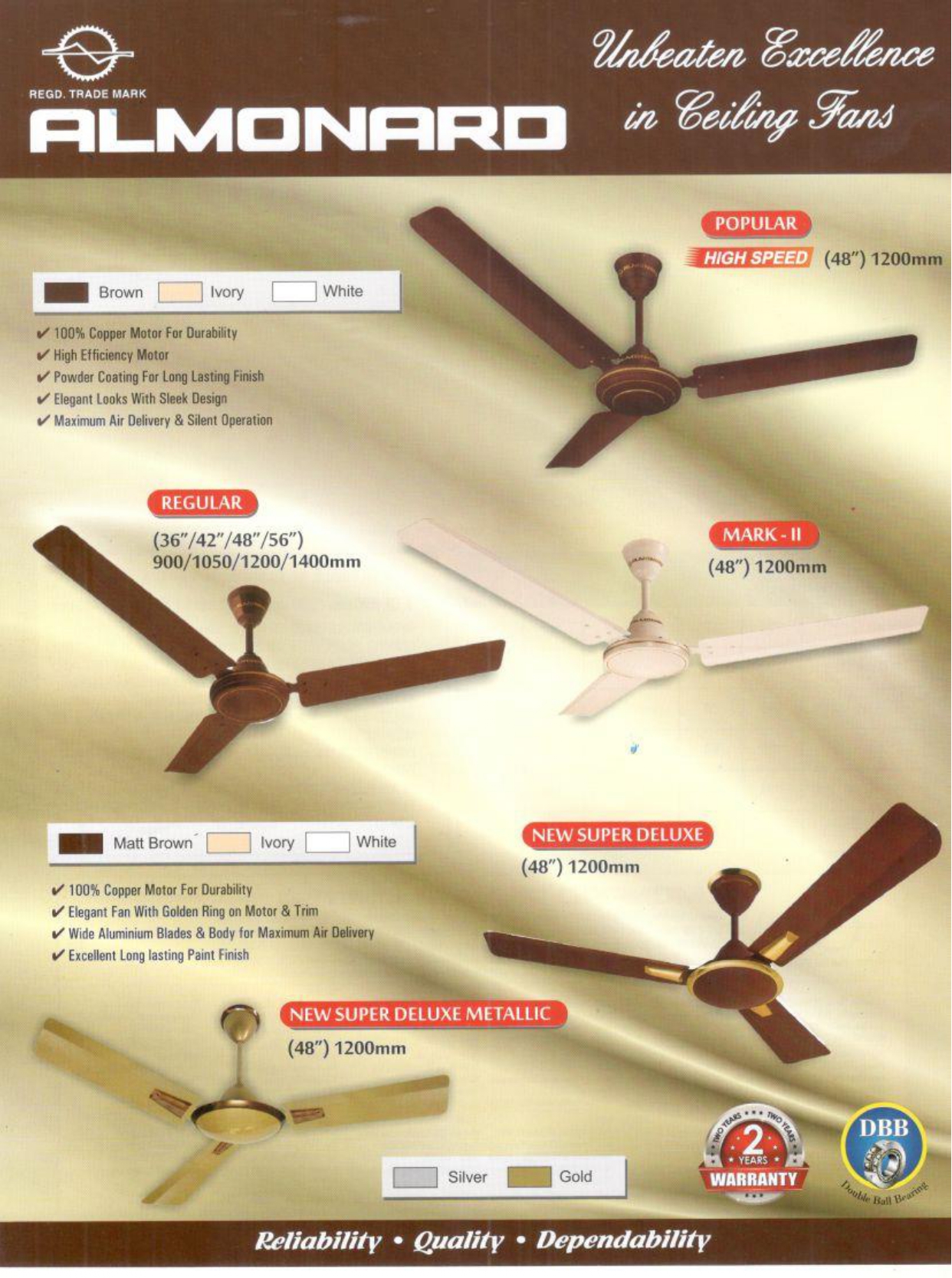 Almonard Popular HS, Regular, Mark – II, New Super Deluxe & New Super Deluxe Metalic - 1200MM